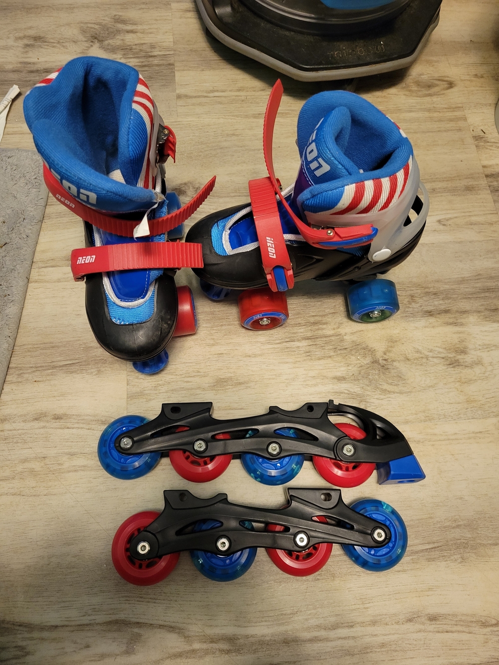 Kids Adjustable Roller Skates with Red, Blue & White Accents